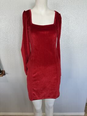 NEW Velvet Long Sleeve Bodycon Elegant Mini Party Dress S